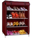 Buy Shoe cabinet, 4 Layer Maroon Shoe Rack Organizer