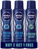 (Buy 2 Get 1 Free)Nivea Fresh Active Deodrant, 150ml 