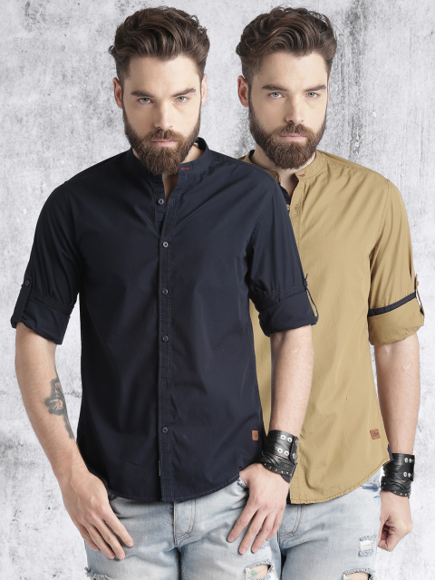 Roadster Pack of 2 Solid Casual Shirts