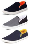 Deal: Men's Combo Pack Of 3 Synthetic Loafers Shoes - Multicolour